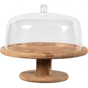 Ou - Porta Torta 27,5 Cm Con Tapa Y Pedestal Bambú