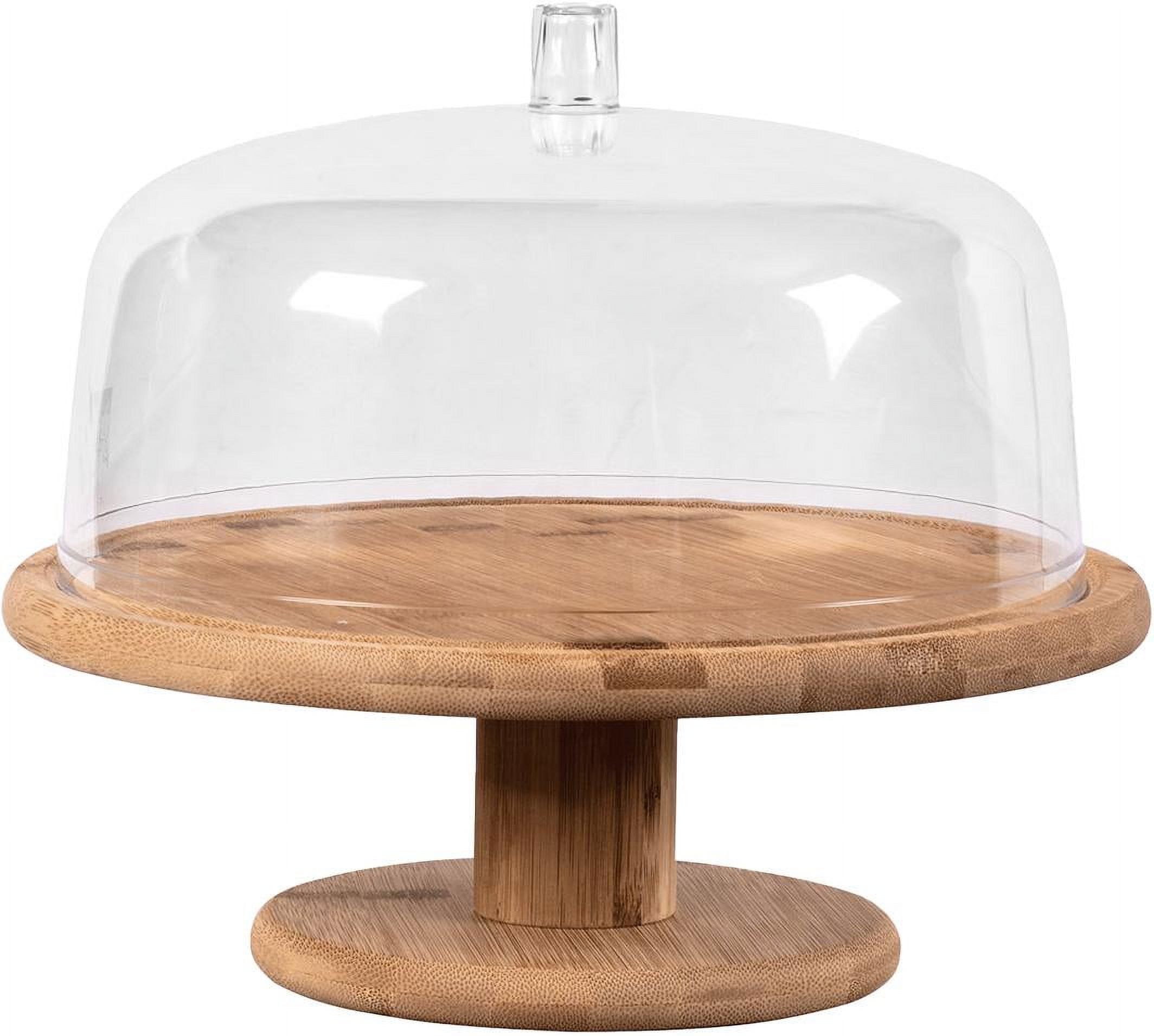 Ou - Porta Torta 27,5 Cm Con Tapa Y Pedestal Bambú