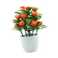 Magideal - Pequeña Planta Falsa Plantas Artificiales En Macetas Decoración De Flores Creativas Árboles De Frutas Artificiales En Maceta Para La Sala De Estar De Naranja