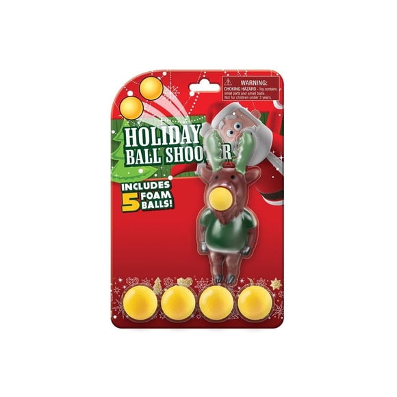 Tirador de pelotas navideñas Playmaker Toys con 5 bolas de espuma