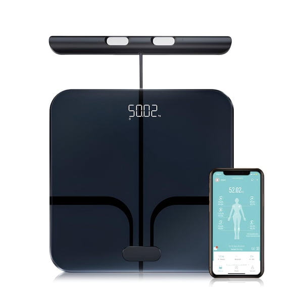 Báscula de grasa corporal inteligente Fitdays FI2211WB-BLACK con 8 electrodos