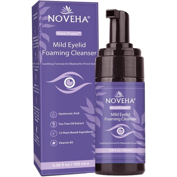 Limpiador espumoso para párpados NOVEHA con aceite de lavanda y árbol de té