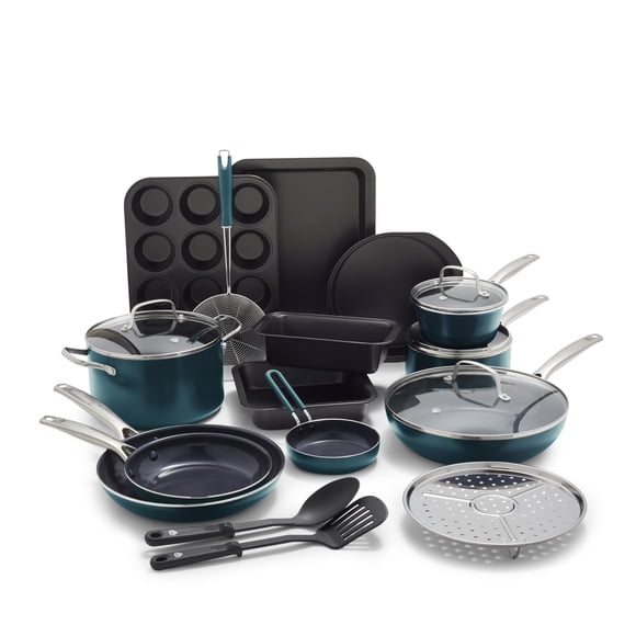 Set de utensilios de cocina y horno Blue Diamond, 20 piezas, color verde