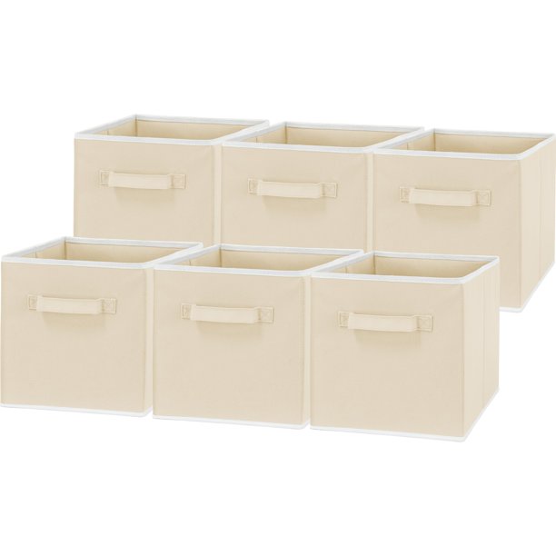 Bidones de almacenamiento SIMPLE HOUSEWARE, cubos plegables, 28 cm, color beige, paquete de 6