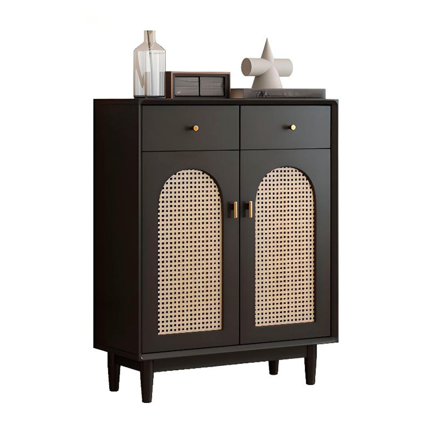 Global Latin Group - Zapatera De Estilo Vintage Mueble Organizador Cajones Y Puertas Negro