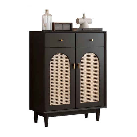 Global Latin Group - Zapatera De Estilo Vintage Mueble Organizador Cajones Y Puertas Negro