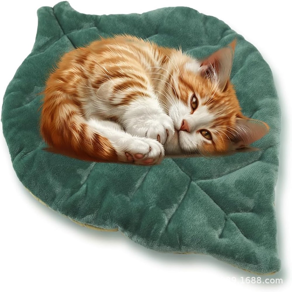 Xusx111 - Cat Mat Self Calentamiento Cama De Gato25 "x18" Hoja En Forma De Algodón Manta De Almohadilla De Mascota Suave Y Cálida Para La Cama Interior Sofá Sofá Pisos Gato Y Perro Colchón Cálido (ver