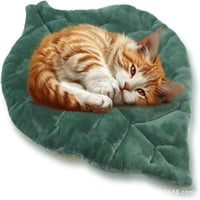 Xusx111 - Cat Mat Self Calentamiento Cama De Gato25 ""X18"" Hoja En Forma De Algodón Manta De Almohadilla De Mascota Suave Y Cálida Para La Cama Interior Sofá Sofá Pisos Gato Y Perro Colchón Cálido (Ver