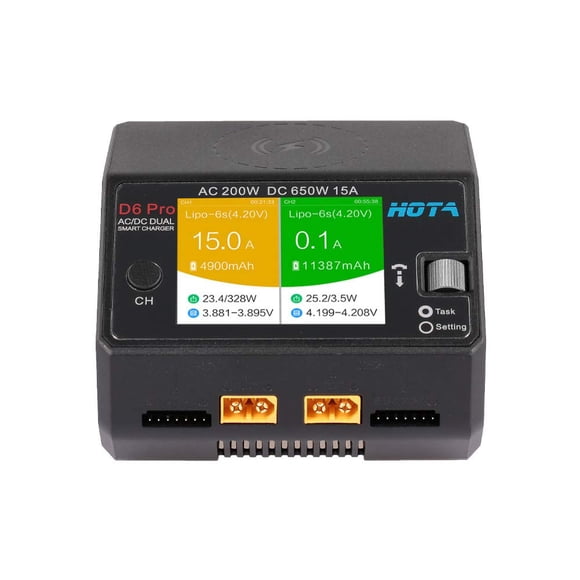 Cargador Lipo HOTA D6 Pro AC200W DC650W 15A para LiHV Nicd NiMH