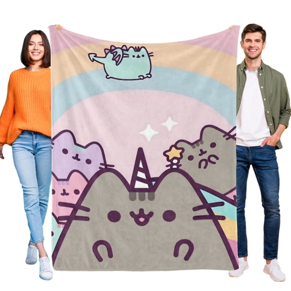 Pusheen el Gato anti-pilling, suave, ligera, esponjosa y acogedora de lujo para hogar y cocina – Perfecta para niños y adultos,50X70cm