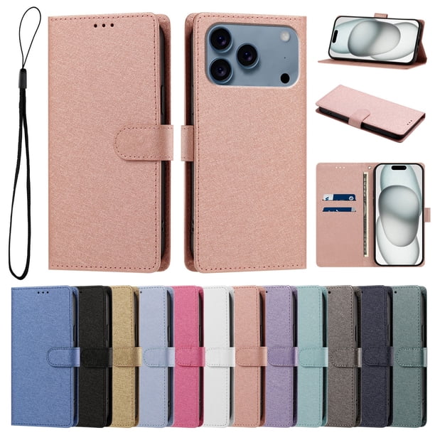Cartera Funda para iPhone 18 Pro Carga Inalámbrica, Rosa