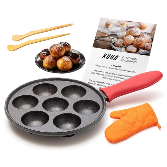 Estufa eléctrica antiadherente Aebleskiver Pan KUHA de hierro fundido