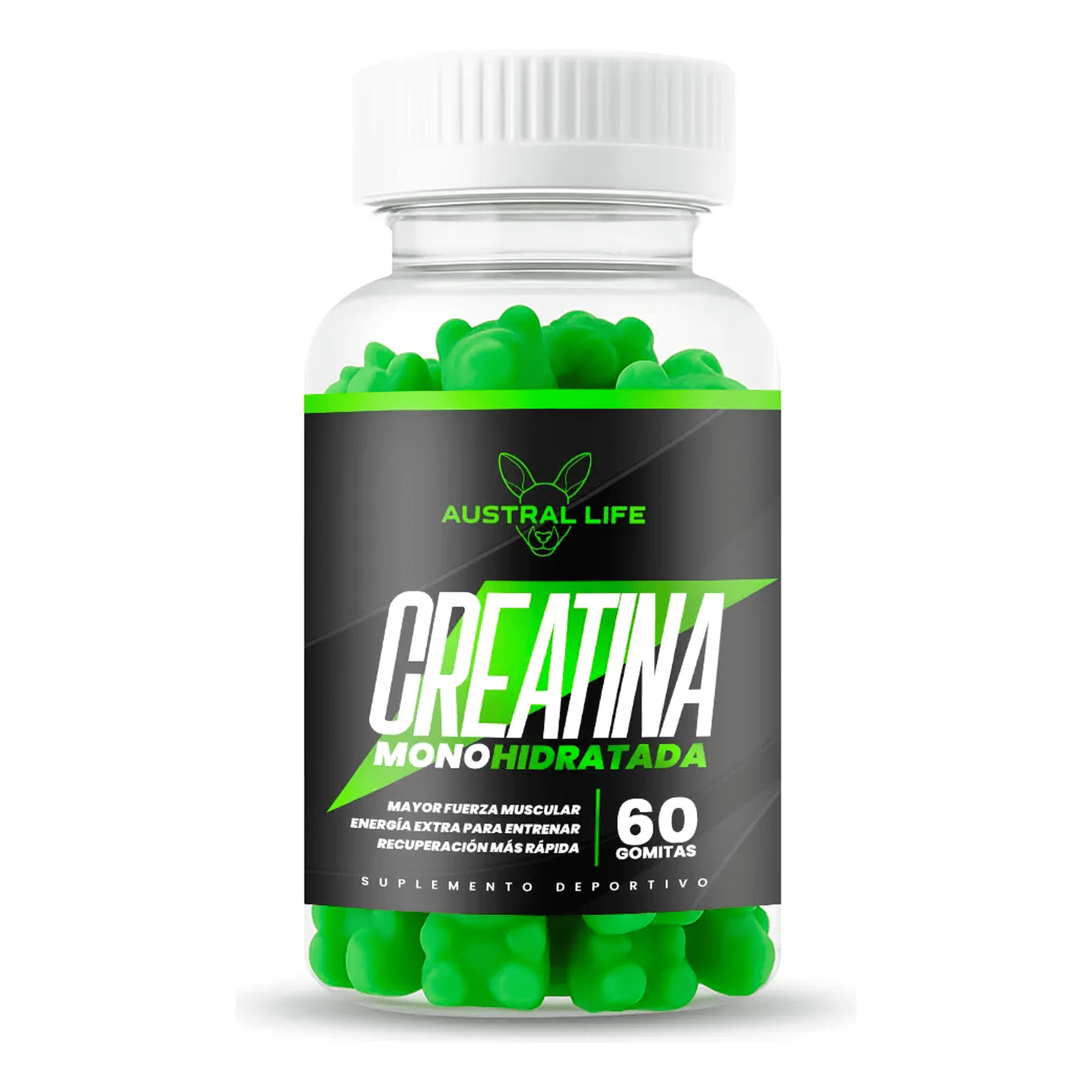 Creatina Monohidratada 5000mg – Sabor Manzana – 60 Gummies