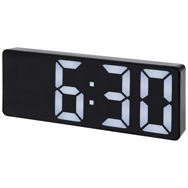 REGALWOVEN Pequeño Reloj Despertador Digital para Dormitorio, Relojes Despertadores con Pantalla de Números Grandes, Regulable, 12/24H para Dormilones Profundos 6.3 x 2.4 x 1 pulgada Blanco