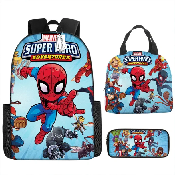 3pcs/set Disney Children 3d Cute Spider Man Design Backpack Stitch Boys Primary School Bag Kids Kindergarten Backpack Mochila