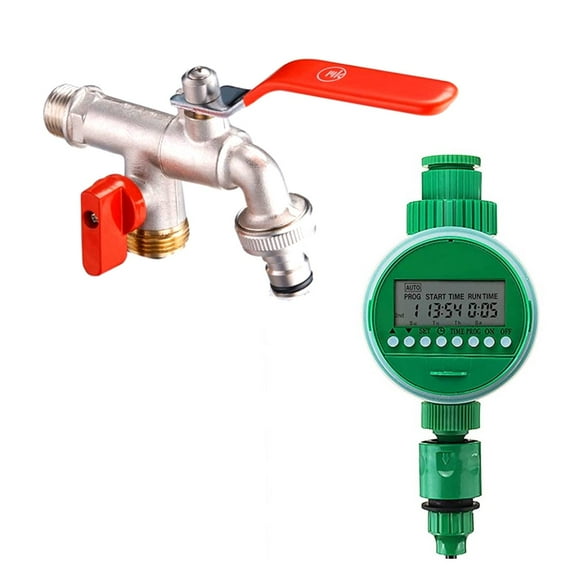 Llave doble 1/2 más programador de riego