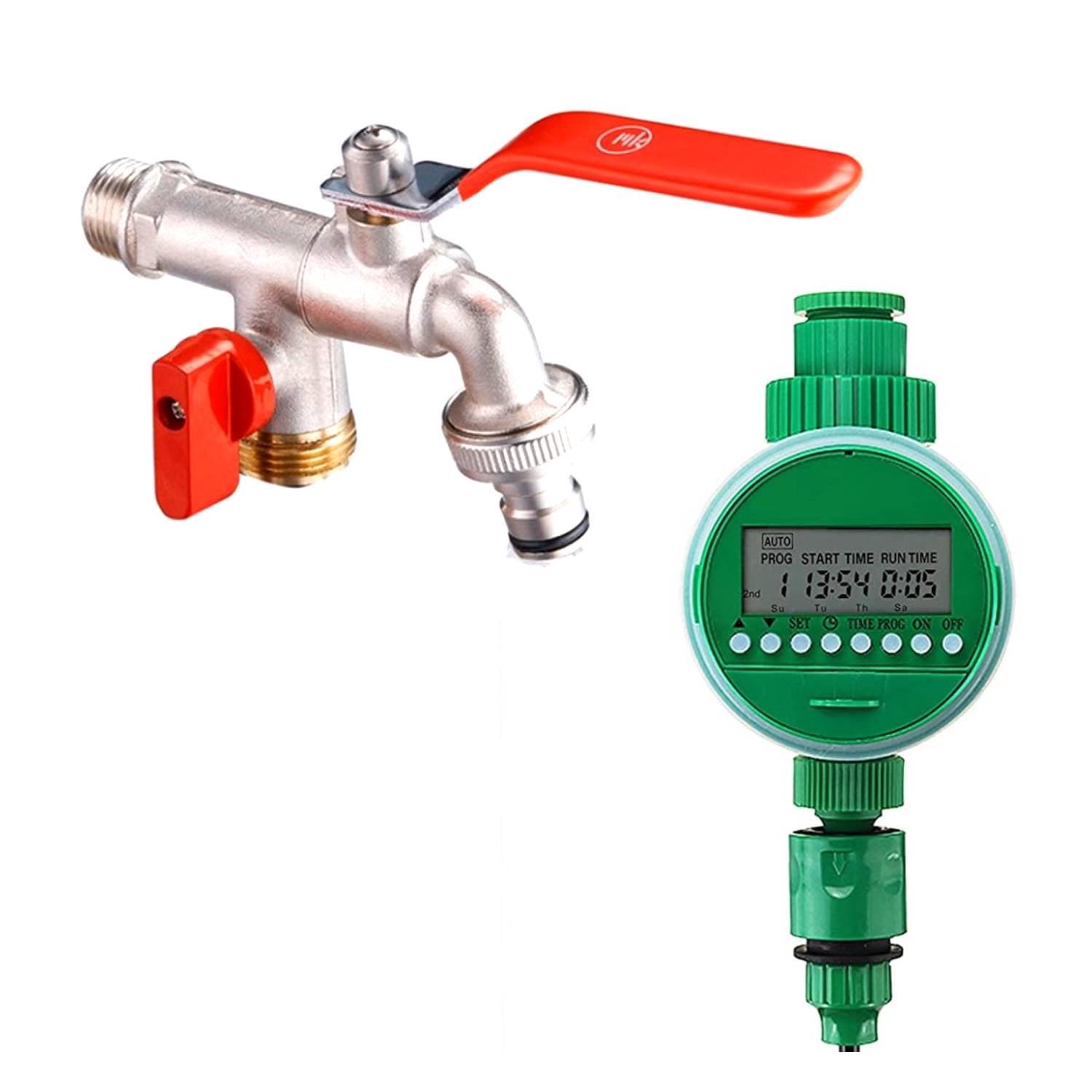 Flowmak - Llave Doble 1/2 Más Programador De Riego