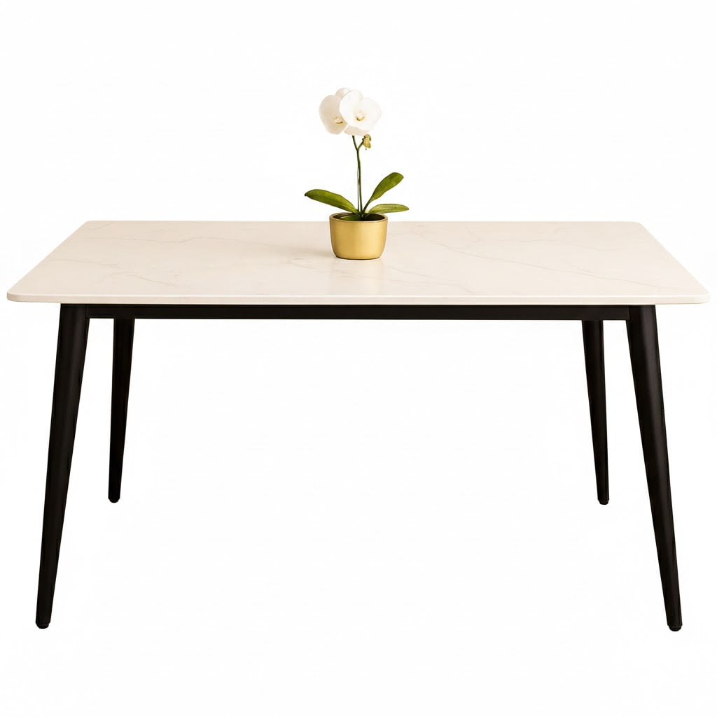 Oh! Mi Hogar ® - Mesa De Comedor Rectangular De Cuarzo Calacatta Soft Base N