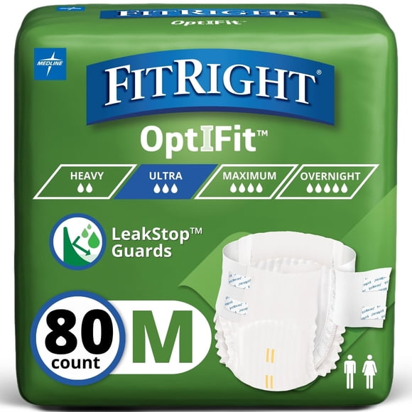 Pañales para adultos FitRight Ultra desechables medianos 32-42 (80)