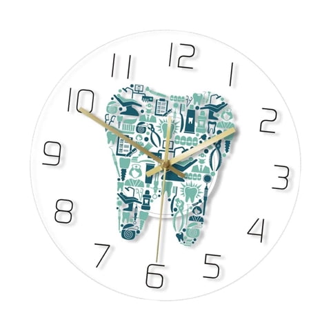Bothyi - Reloj De Pared Con Dientes, Silencioso, Acrílico, Decorativo, Redondo, Colgante
