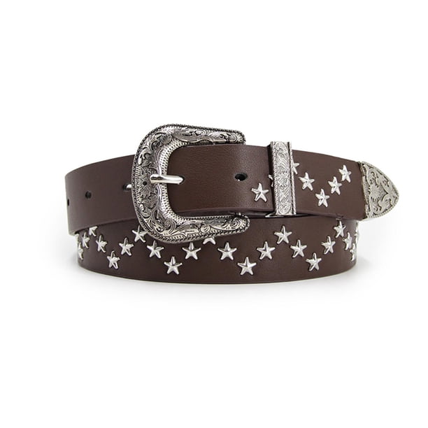 Cinturón Hebilla Vaquero Western Con Estrellas Unisex 110cm cafe Talla Única