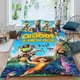 thumbnail image 2 of Los Croods Conjunto de sábanas temático, trío de piezas, cómodo y amigable con la piel, diseño único, regalo de decoración para el hogar para familiares, amigos y fans,135cm *200cm, 2 of 6