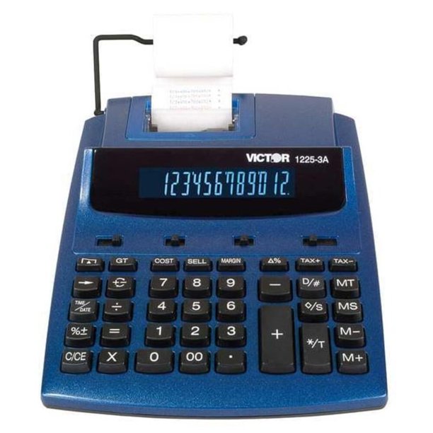 Calculadora impresora bicolor antimicrobiana Victor 1225-3a, impresión azul/roja, 3 líneas/seg