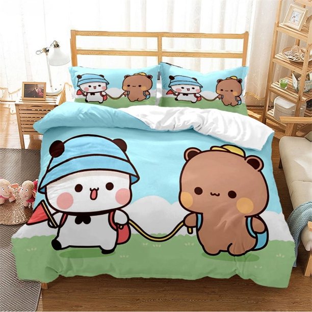 x2126 Bed SheetsCute BuBu Bear kawaii Bedding set Cartoon Anime All Season Duvet Cover Soft Quilt Cover and Pillowcases /Double 3-Piece Bedding Set (1 Duvet Cover + 2 Pillow Shams) nj2126