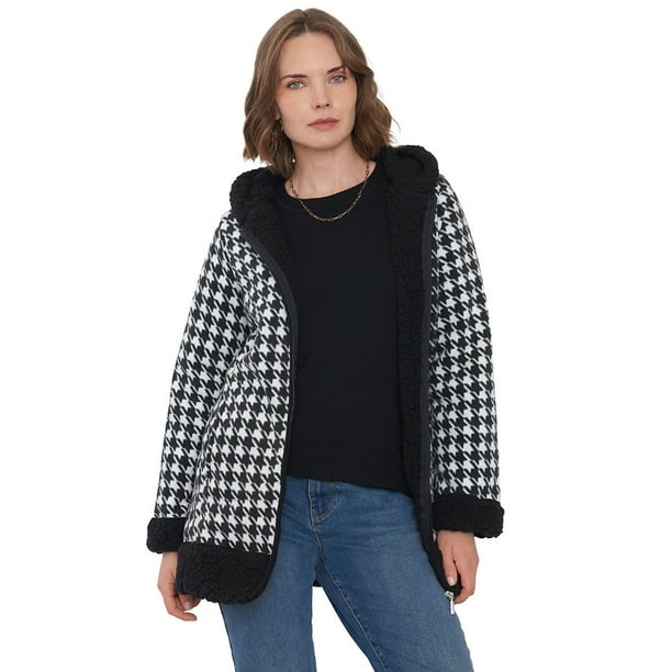 Chaqueta Mujer Polar Chiporro Negro Cuadrillé Corona