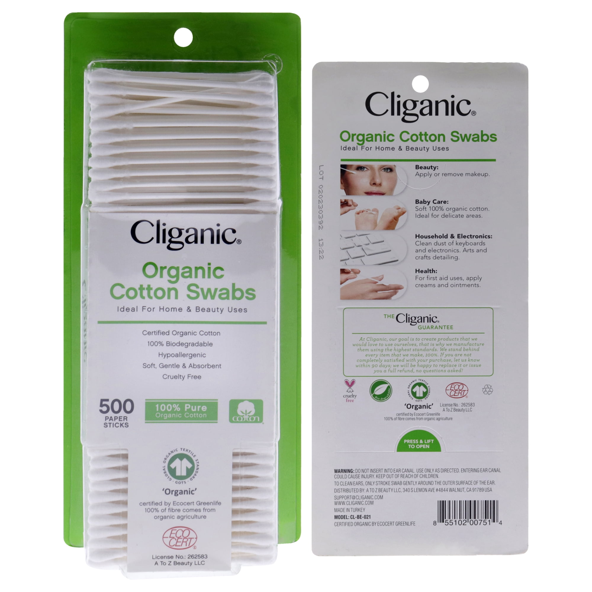 Cliganic - Hisopos De Algodón Orgánico