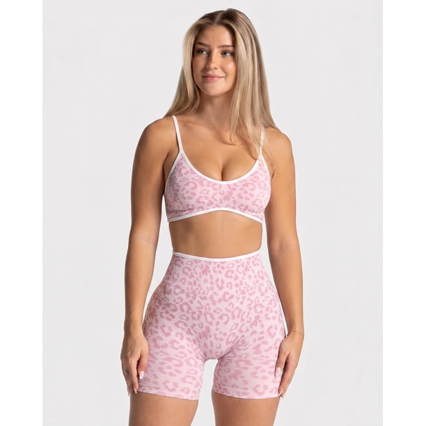 Set Deportivo Mujer Animal Print Short Tiro Alto Y Top