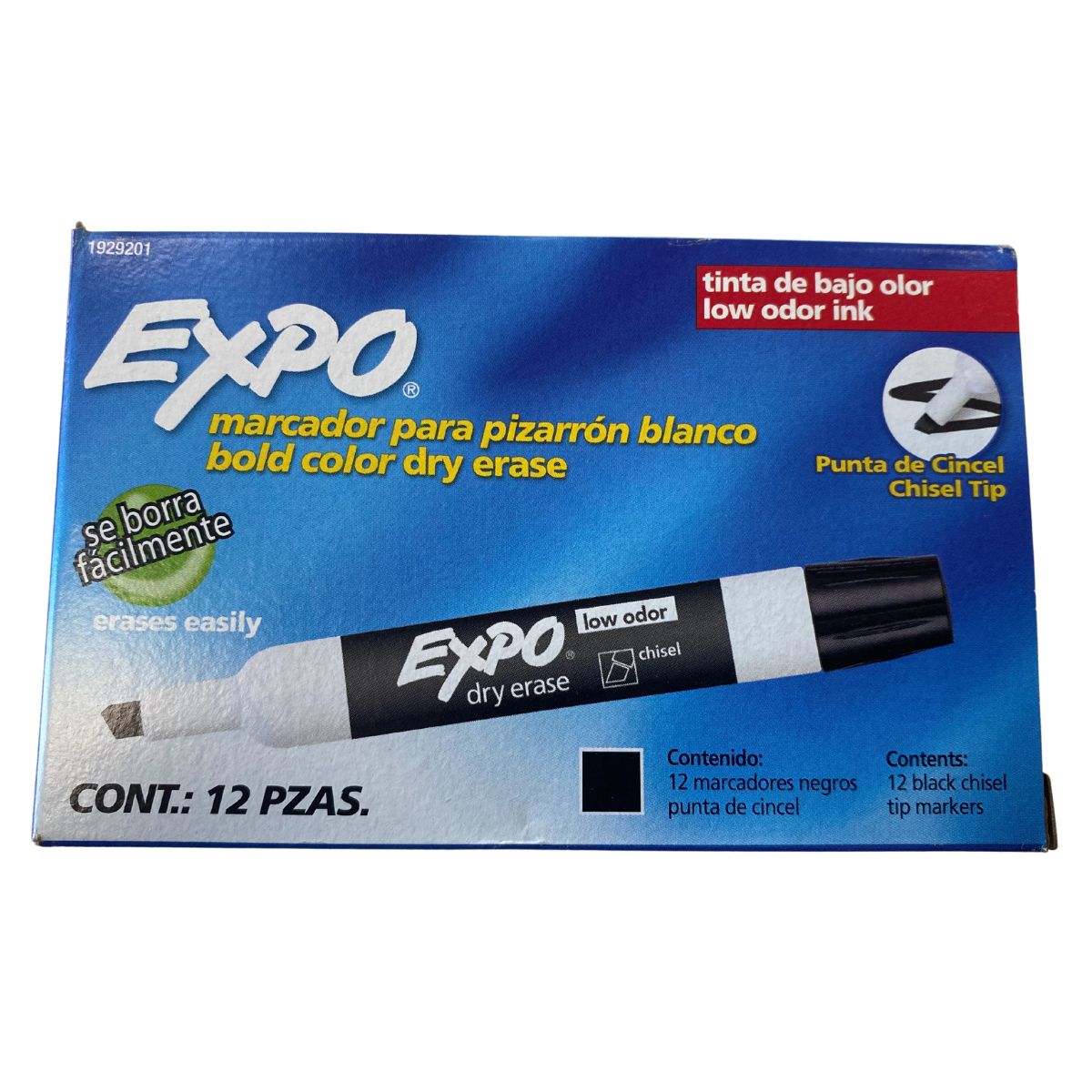 Marcador De Pizarra Expo Negro Bold Caja 12 Unidades