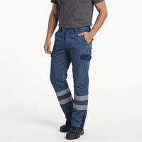 T-World - Pantalón Cargo Reflectante Bicolor Hombre Gabardina Trabajo Azul Índigo / Azul