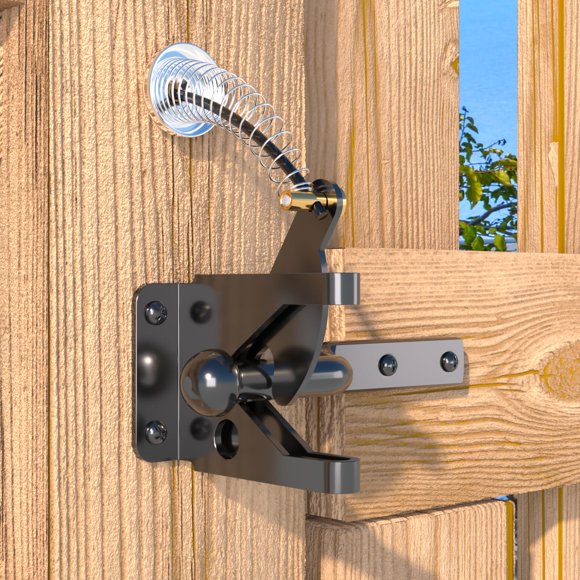 Gate Latch JZVXX de acero al carbono con tirador de cable de resorte, paquete de 2