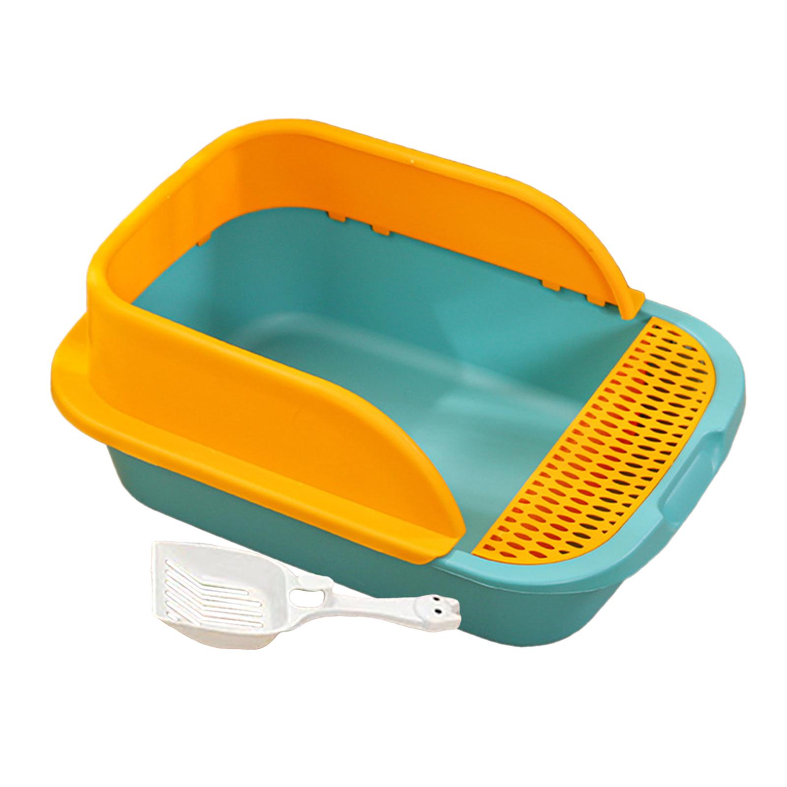 Magideal - Caja De Arena Para Gatos Con Pala Con Protector De Dispersión Alta Lados Altos Aire Libre Parte Superior Abierta Caja De Arena Para Gatos Bandeja De , Verde, Grande Verde Grande
