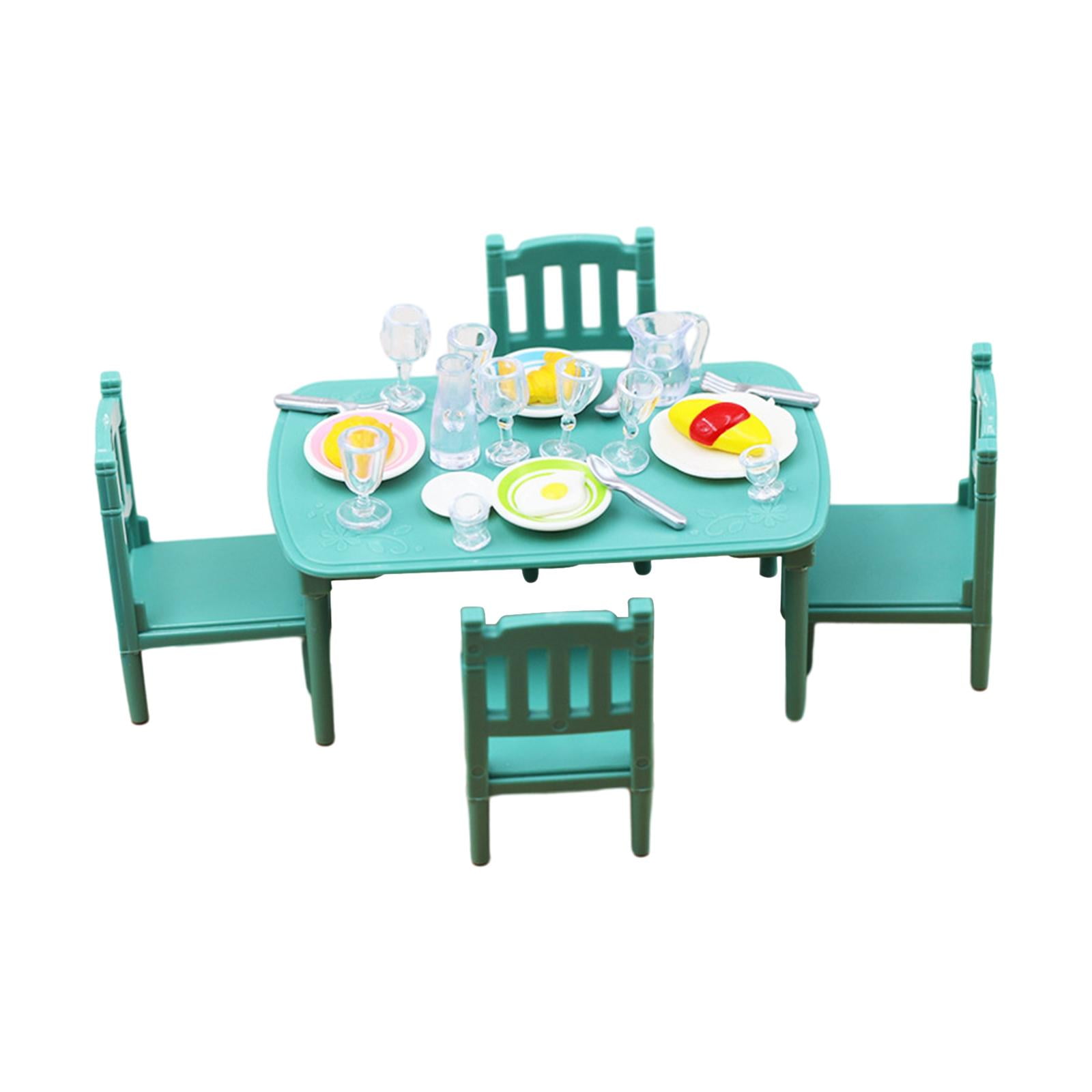 Magideal - 1/12 Juego De Comedor Para Casa De Muñecas, Mesa Y Silla Para Casa De Muñecas Modelo Regalos De Cumpleaños Escenas De La Vida Accesorios De Decoración