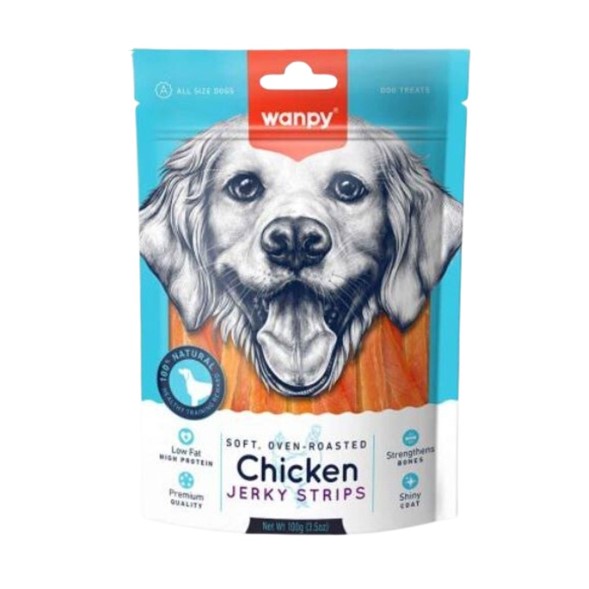 Wanpy Soft Chiken Jerky Strips Dog 100 Gr
