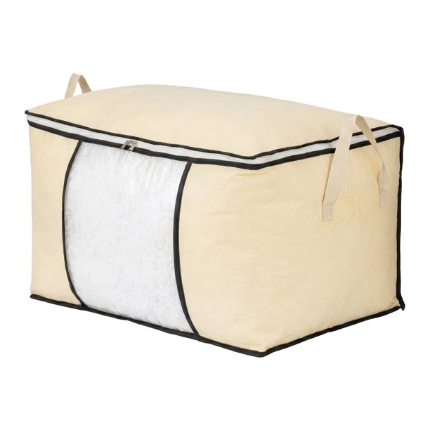 Bolsa de almacenamiento transparente de gran capacidad con doble cremallera, resistente al desgaste, para embalaje de edredones de temporada, blanca, 23.6x16.9x13.8 pulgadas