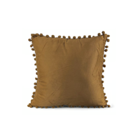 Genérico - Pack De 2 Fundas De Cojines Terciopelo Con Pompones 45X45 Cm Café