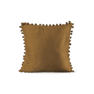 Genérico - Pack De 2 Fundas De Cojines Terciopelo Con Pompones 45X45 Cm Café