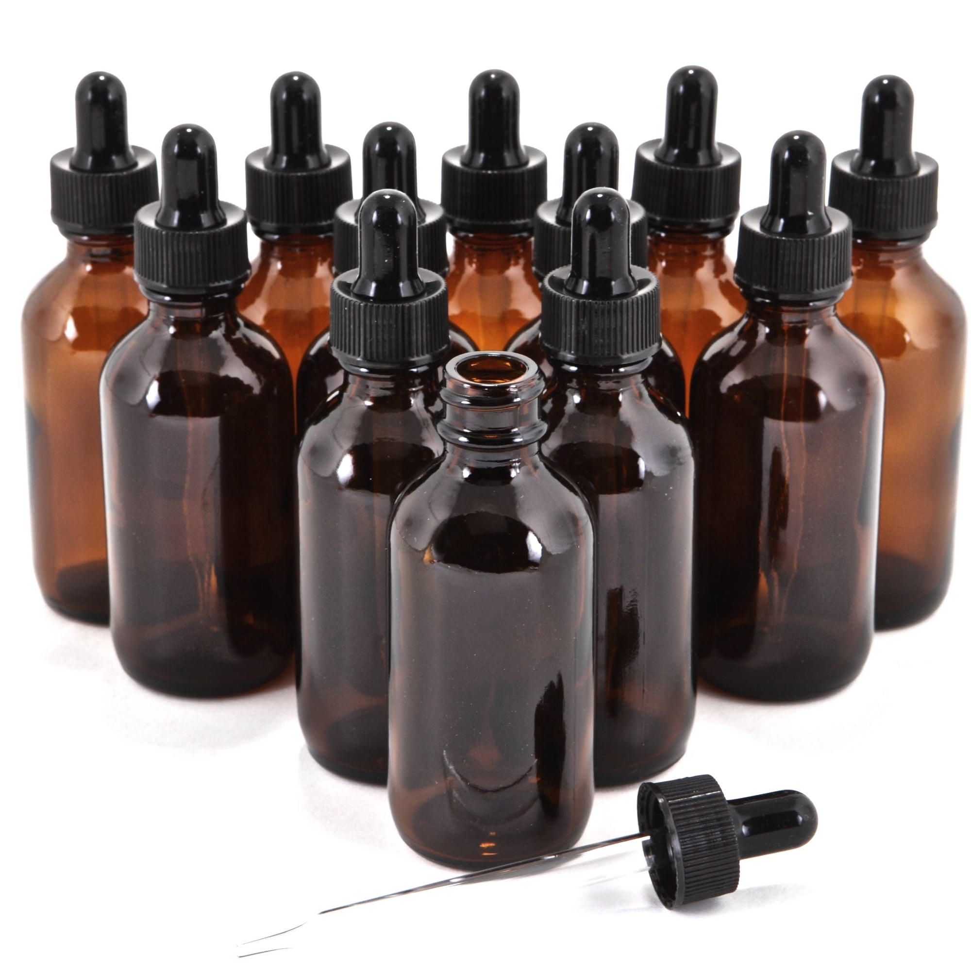 Botellas De Vidrio Ámbar Vivaplex De 60 Ml Con Goteros De Vidrio (paquete De 12)