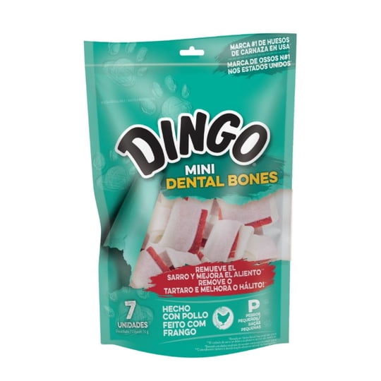 Dingo - Snack Perro Adulto Raza Pequeña Mini Dental Bones Sabor Pollo Bolsa