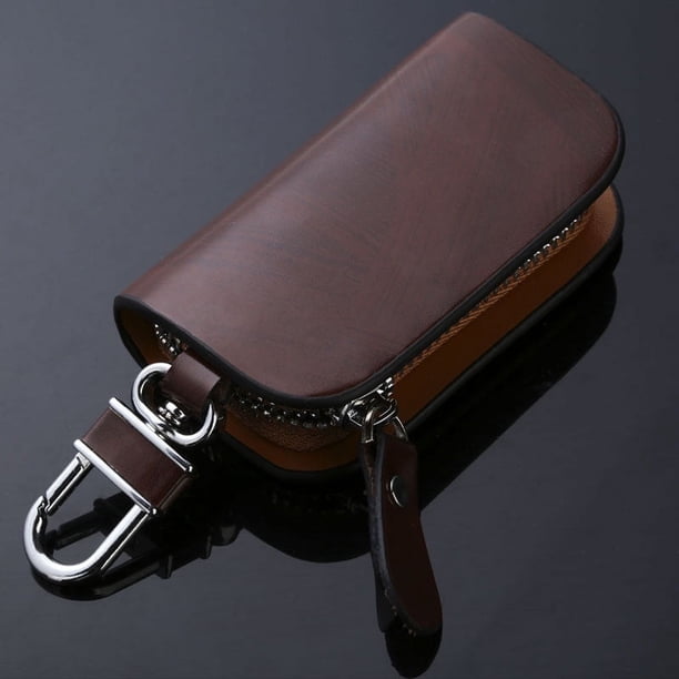 Premium Genuine Leather Remote Car Key Case - Key Fob Protector and Keychain Holder with Zipper Bag for Car Accessories
