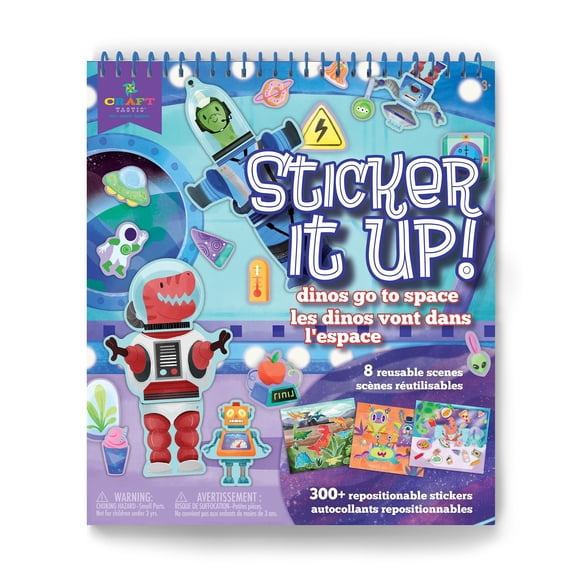 Kit de pegatinas Craft-tastic Dinos Go to Space con 8 fondos