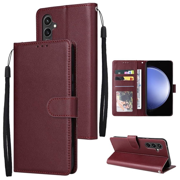 Funda Cartera para Samsung Galaxy S24 FE con Tarjetero, Soporte y Cordón - Protección Rojo