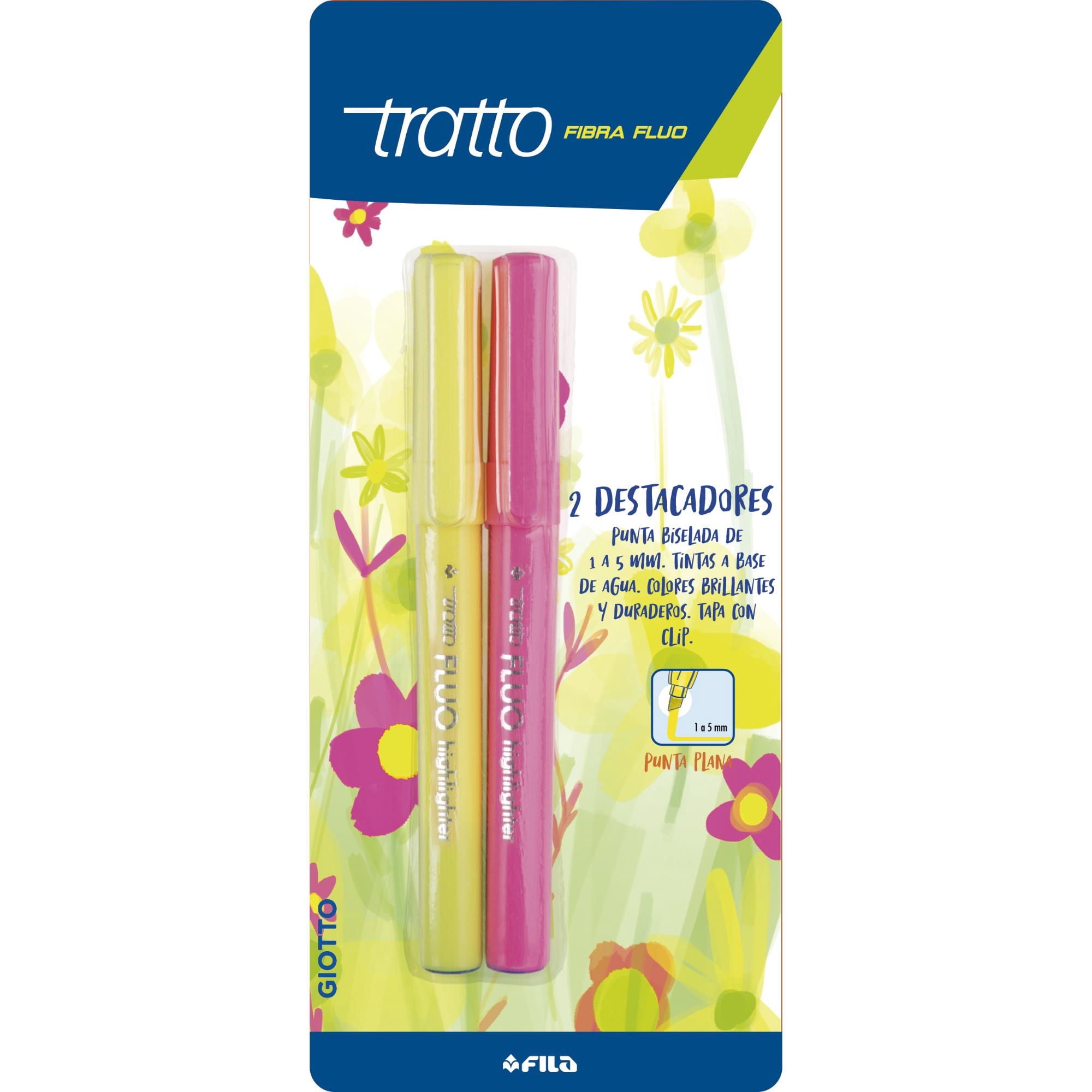 Set De 2 Destacadores Flúor Amarillo + Rosado, 1 Un Tratto