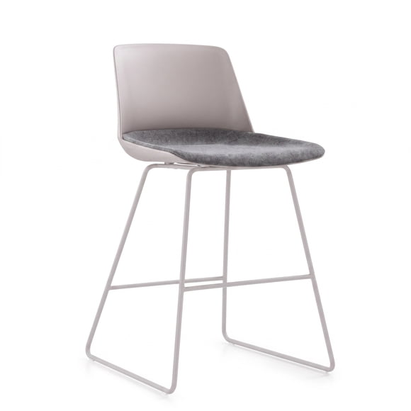 Taburete alto modelo Lian Gris, asiento Tapizado gris