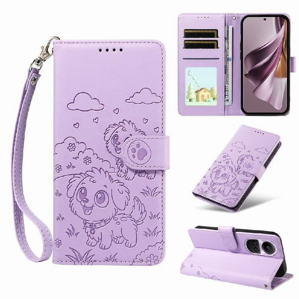 Funda Billetera FOXDOCK Compatible con OPPO Reno 10 5G, Diseño Perrito Tierno, Ranuras para Tarjetas y Soporte Plegable