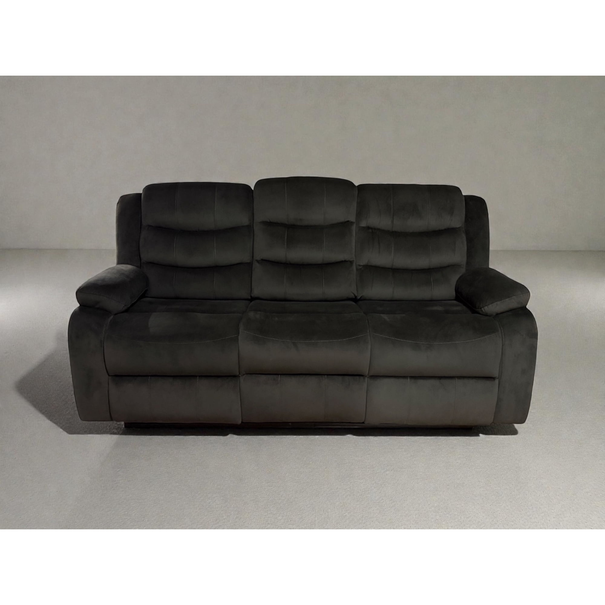 Casa Factory - Sofa Reclinable Relaxline 3 Cuerpos Chocolate Oscuro Posa Vaso Felpa