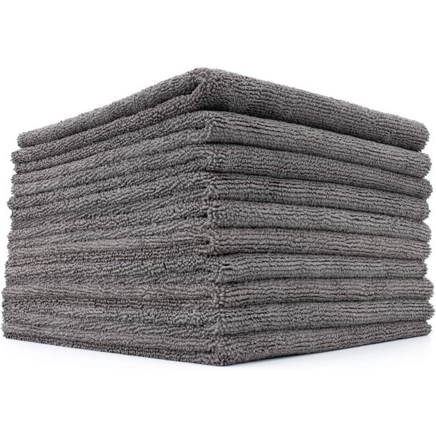 The Rag Company The Miner Detailing Towel, gris, 16 x 16 pulgadas, paquete de 10